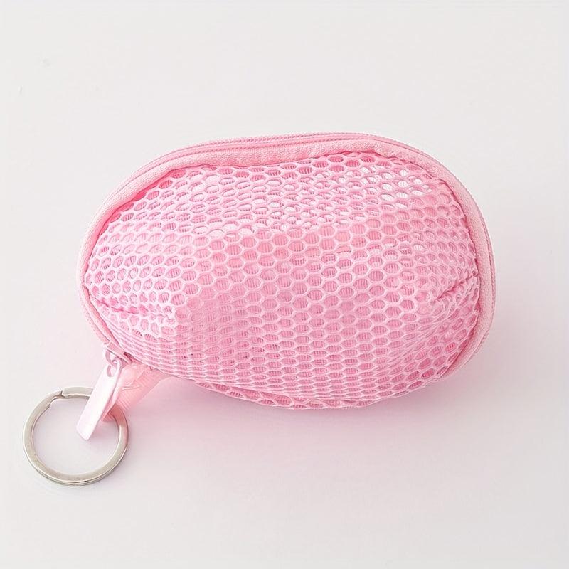 Hangable Small Mesh Coin Bag Key Earphone Storage Makeup Sponge Dustproof Bag