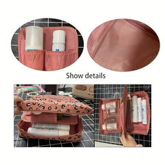 Leopard Print Travel Makeup Bag Cosmetic Organizer Zipper Pouch for Women