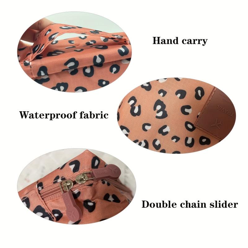Leopard Print Travel Makeup Bag Cosmetic Organizer Zipper Pouch for Women