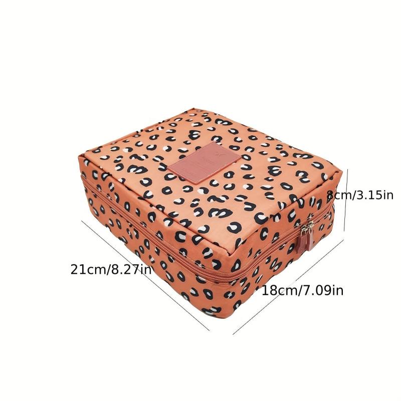 Leopard Print Travel Makeup Bag Cosmetic Organizer Zipper Pouch for Women