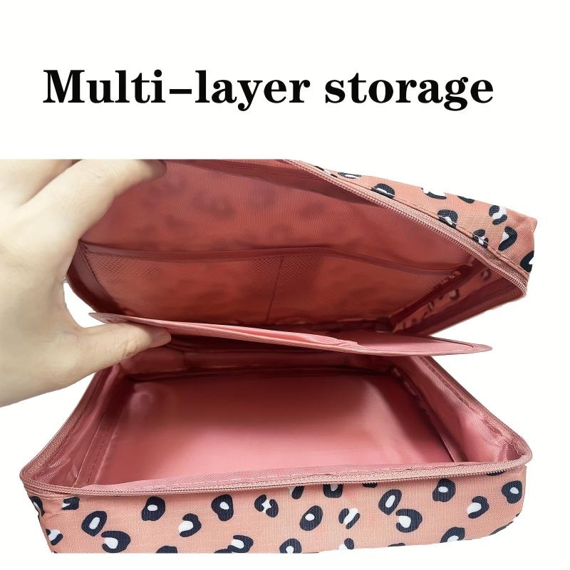 Leopard Print Travel Makeup Bag Cosmetic Organizer Zipper Pouch for Women