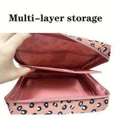 Leopard Print Travel Makeup Bag Cosmetic Organizer Zipper Pouch for Women