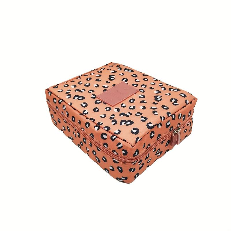 Leopard Print Travel Makeup Bag Cosmetic Organizer Zipper Pouch for Women