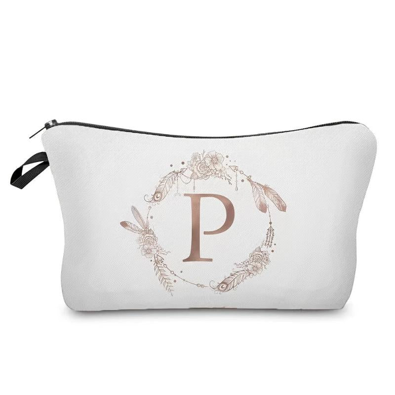 Embroidered Letter Combo Cosmetic Bag - Great Gift For Women