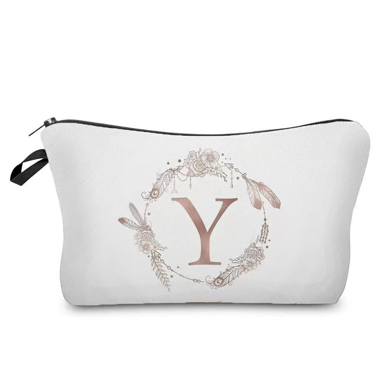 Embroidered Letter Combo Cosmetic Bag - Great Gift For Women