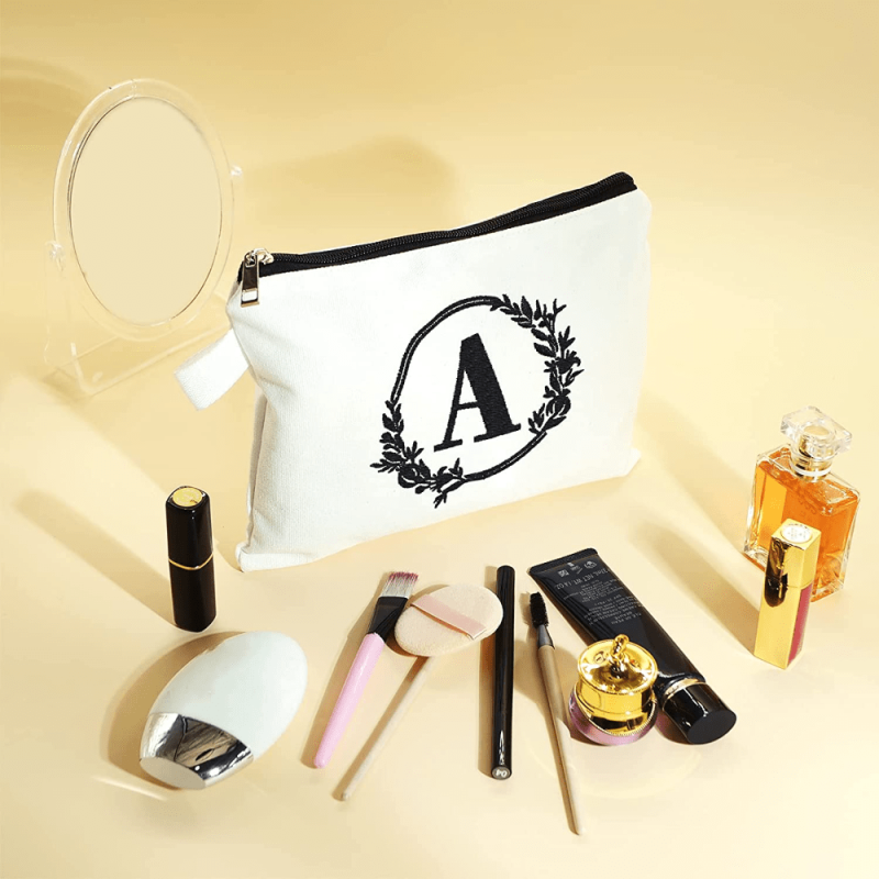 Embroidered Letter Combo Cosmetic Bag - Great Gift For Women