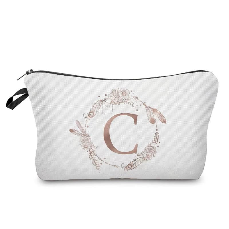 Embroidered Letter Combo Cosmetic Bag - Great Gift For Women