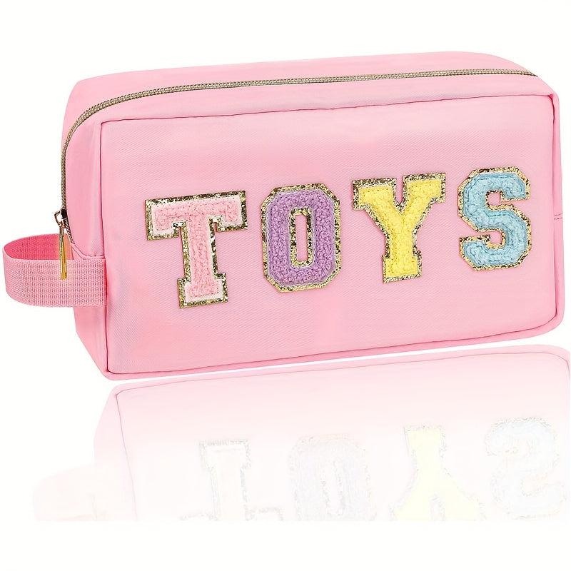 Chenille Letter Makeup Bag Portable Travel Zipper Pouch