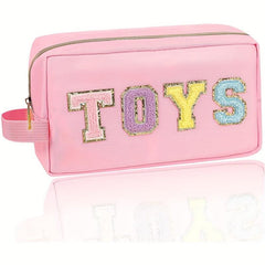 Chenille Letter Makeup Bag Portable Travel Zipper Pouch