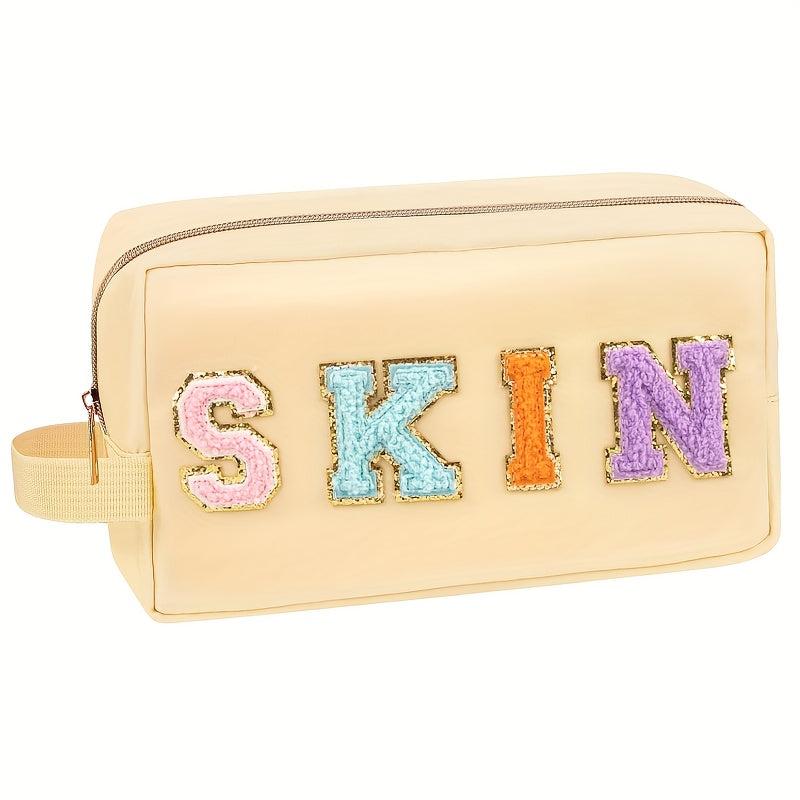 Chenille Letter Makeup Bag Portable Travel Zipper Pouch