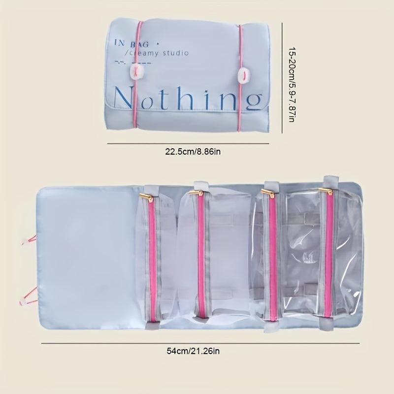 4-in-1 Folding Toiletry Bag Portable Cosmetic Organizer for Women Girls