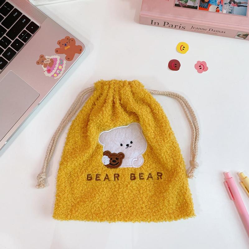 Fluffy Drawstring Makeup Bag Portable Travel Organizer Gift