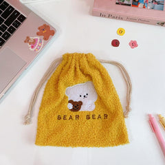 Fluffy Drawstring Makeup Bag Portable Travel Organizer Gift