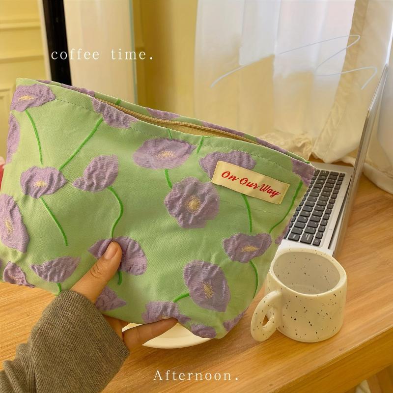 Vintage Flower Pattern Makeup Bag Zipper Cosmetic Pouch