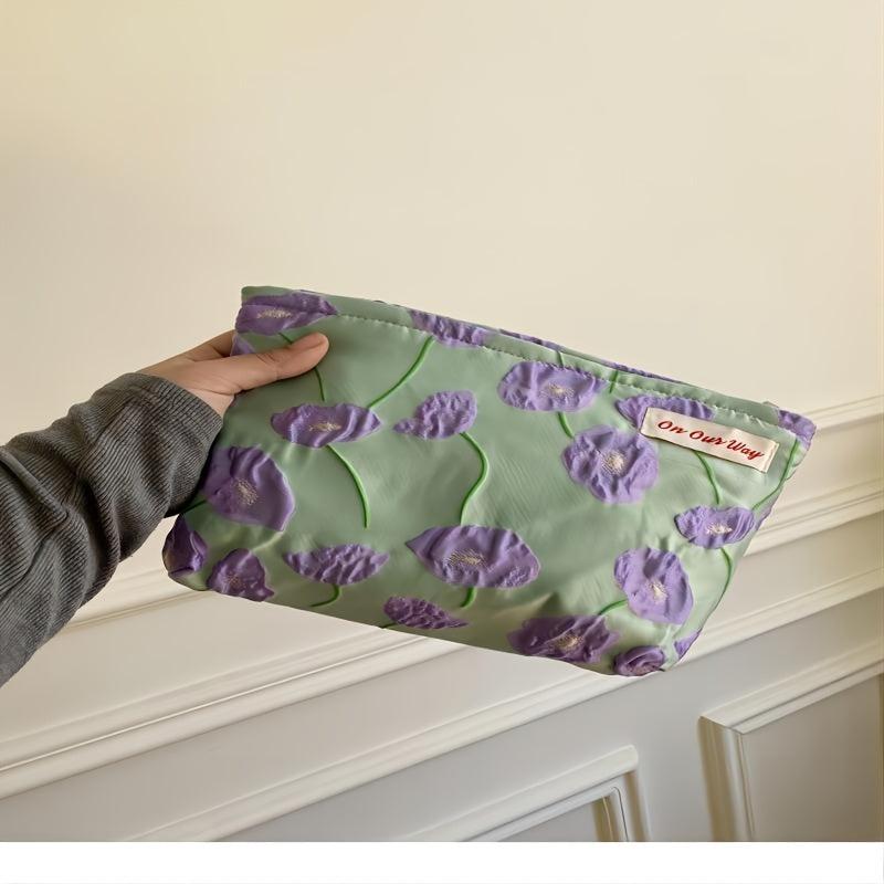 Vintage Flower Pattern Makeup Bag Zipper Cosmetic Pouch