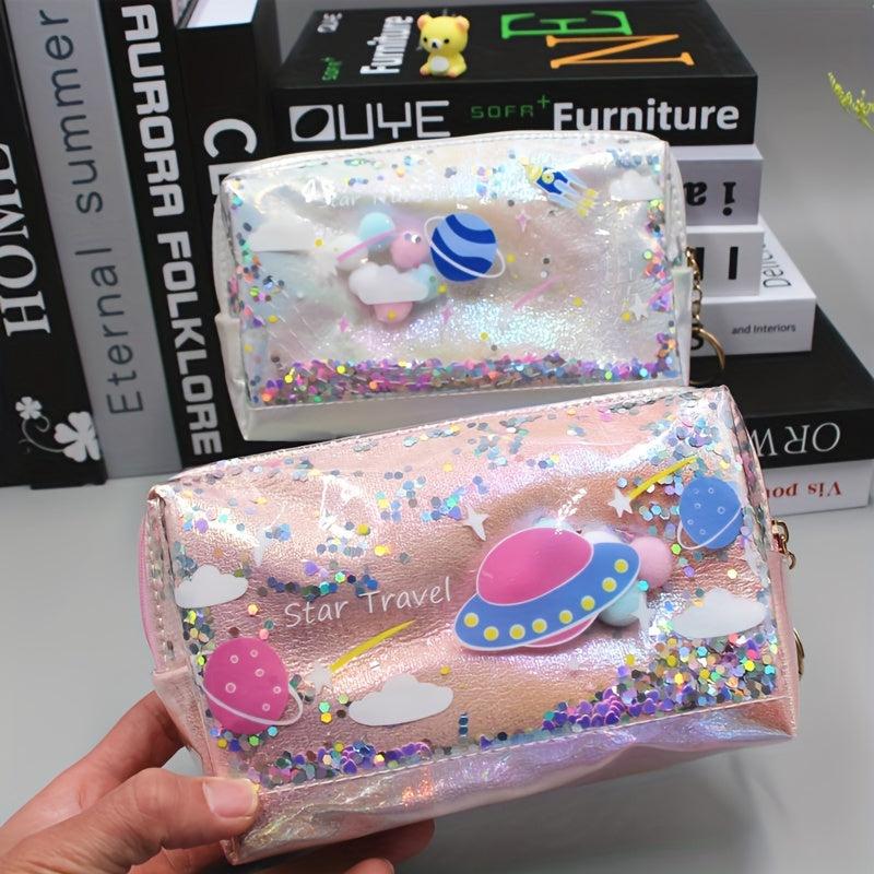 Quicksand Planet Decor Waterproof Makeup Bag