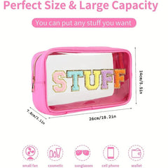 Large Clear Chenille Letters Makeup Bag for Travel