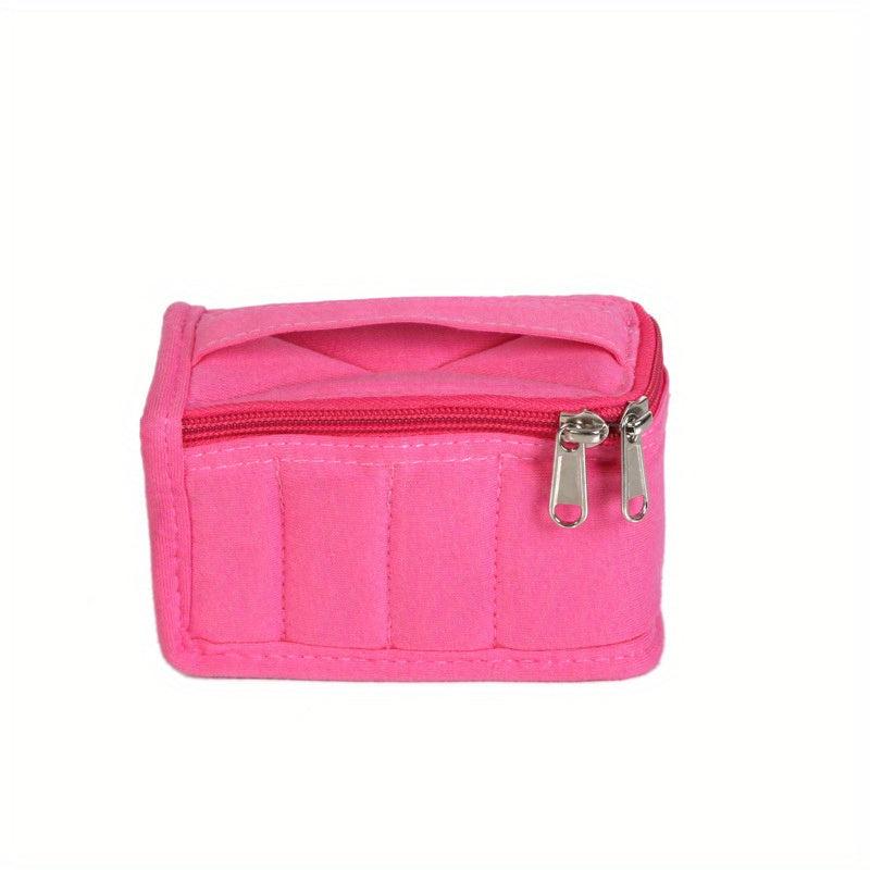 Portable 8 Grid Organizer Case Ethnic Style Zipper Cotton Material