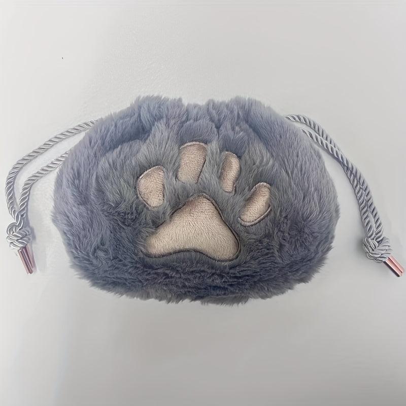 Plush Paw Makeup Bag Drawstring Travel Cosmetic Case Pouch