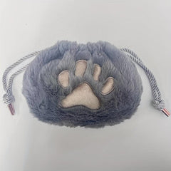 Plush Paw Makeup Bag Drawstring Travel Cosmetic Case Pouch