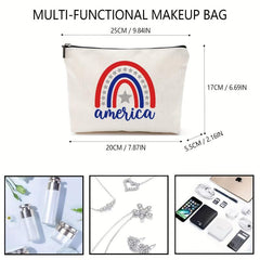 4th of July America Flag Rainbow Makeup Bag