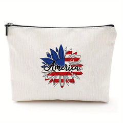 4th of July America Flag Rainbow Makeup Bag