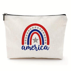 4th of July America Flag Rainbow Makeup Bag