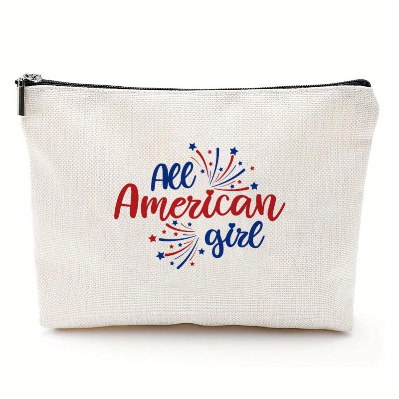 4th of July America Flag Rainbow Makeup Bag