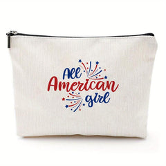 4th of July America Flag Rainbow Makeup Bag
