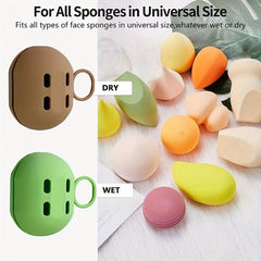 2pcs Silicone Makeup Sponge Holder Case Travel Cosmetic Case Shatterproof