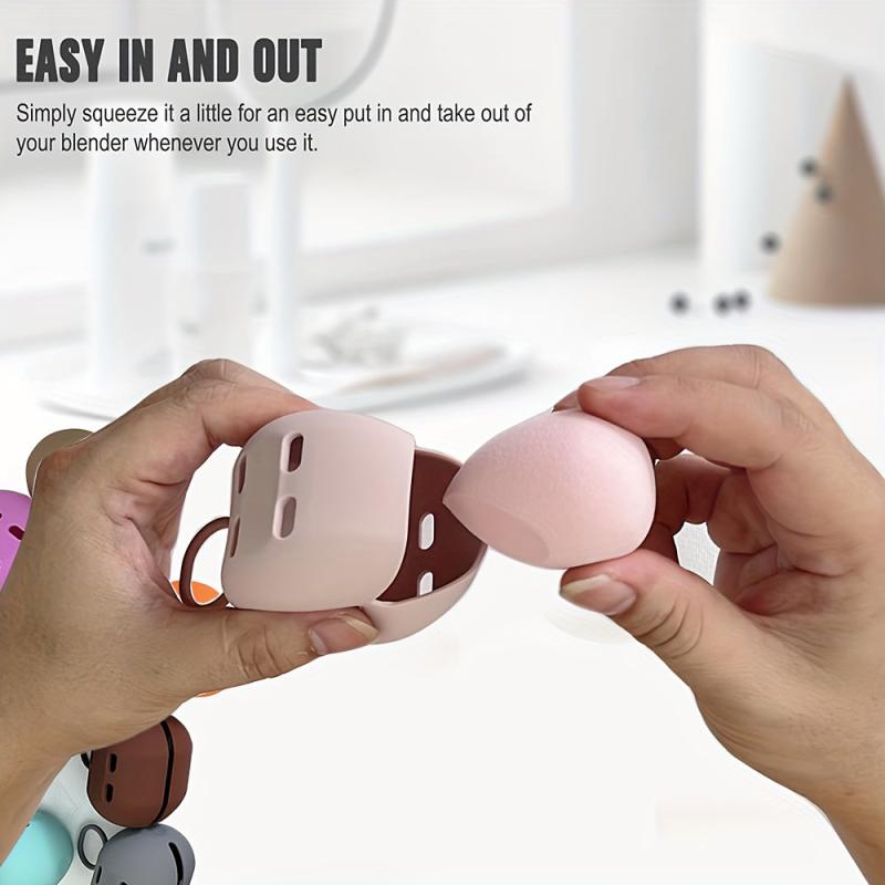 2pcs Silicone Makeup Sponge Holder Case Travel Cosmetic Case Shatterproof