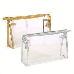 2pcs Clear PVC Waterproof Cosmetic Bag for Travel & Daily Storage