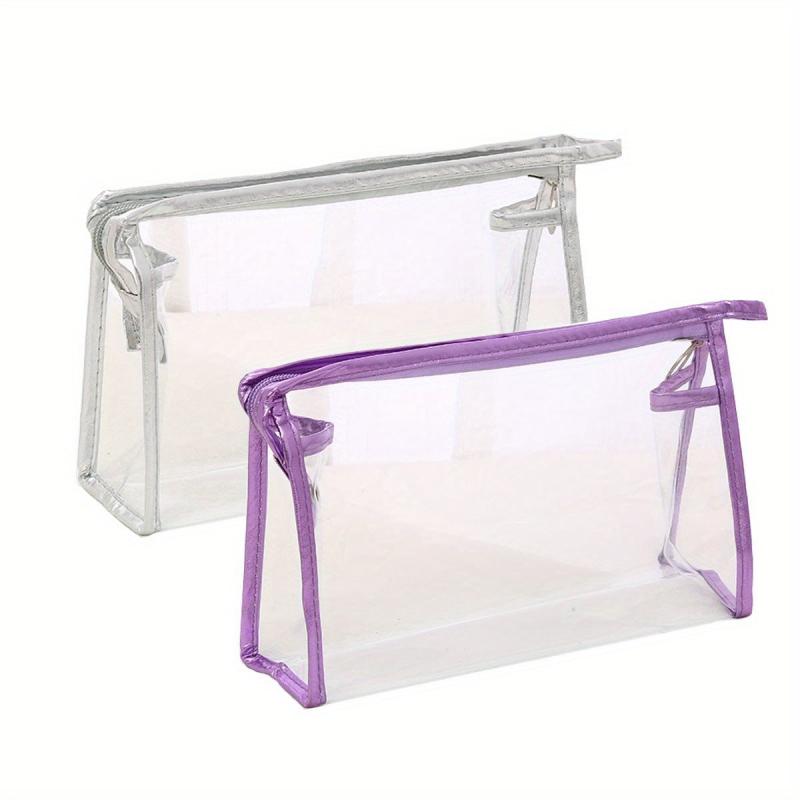 2pcs Clear PVC Waterproof Cosmetic Bag for Travel & Daily Storage
