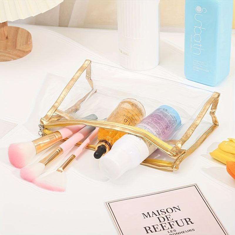 2pcs Clear PVC Waterproof Cosmetic Bag for Travel & Daily Storage