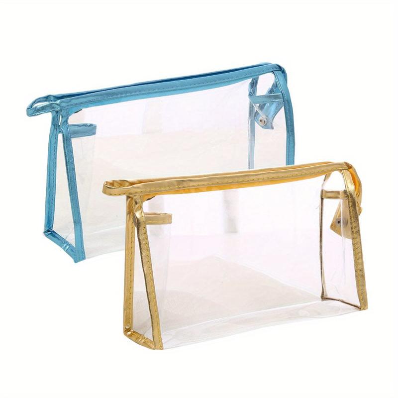 2pcs Clear PVC Waterproof Cosmetic Bag for Travel & Daily Storage