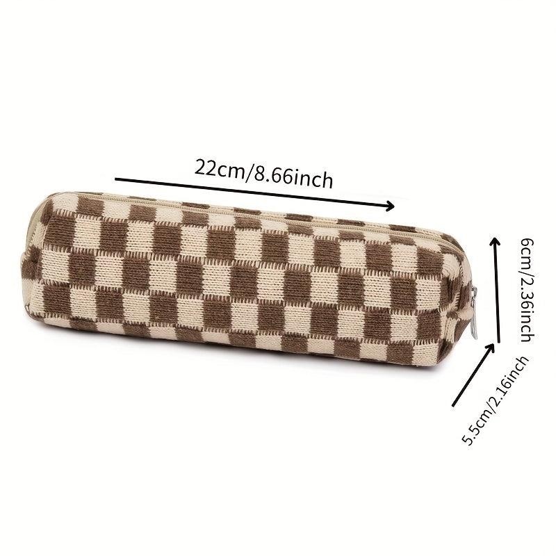 2 PCS Checkered Makeup Bag Zipper Cosmetic Pouch Travel Toiletry Organizer