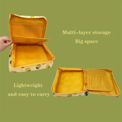 Lemon Print Travel Makeup Bag Organizer Zipper Pouch Toiletry Bag