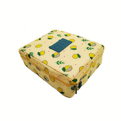 Lemon Print Travel Makeup Bag Organizer Zipper Pouch Toiletry Bag