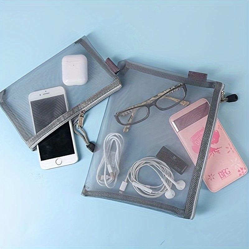 6pcs Grey Makeup Pouches Zipper Travel Organizer Case For Purse