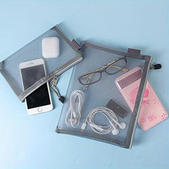 6pcs Grey Makeup Pouches Zipper Travel Organizer Case For Purse