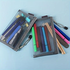 6pcs Grey Makeup Pouches Zipper Travel Organizer Case For Purse