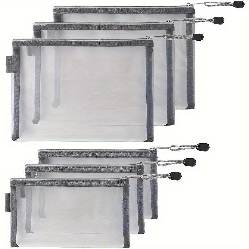 6pcs Grey Makeup Pouches Zipper Travel Organizer Case For Purse