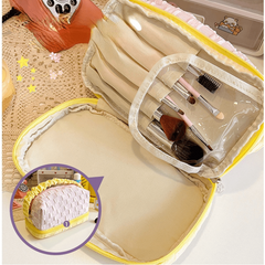 Cream Toast Plaid Pattern Large Storage Bag Cosmetic Organizer