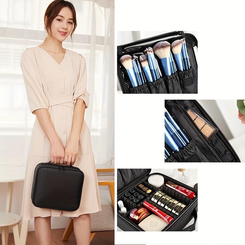 Travel Makeup Train Case with Adjustable Dividers