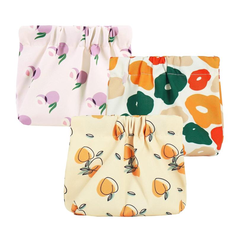 3pcs Small Pouches Mini Makeup Bag Self closing Accessories Organizer
