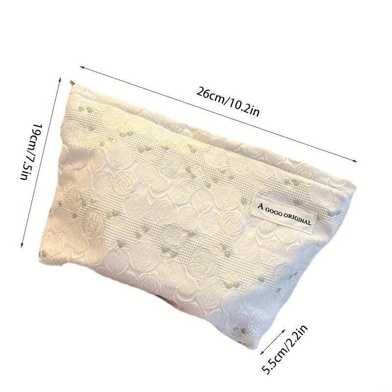 Embossed Floral Pattern Makeup Bag for Travel and Skin Care Storage
