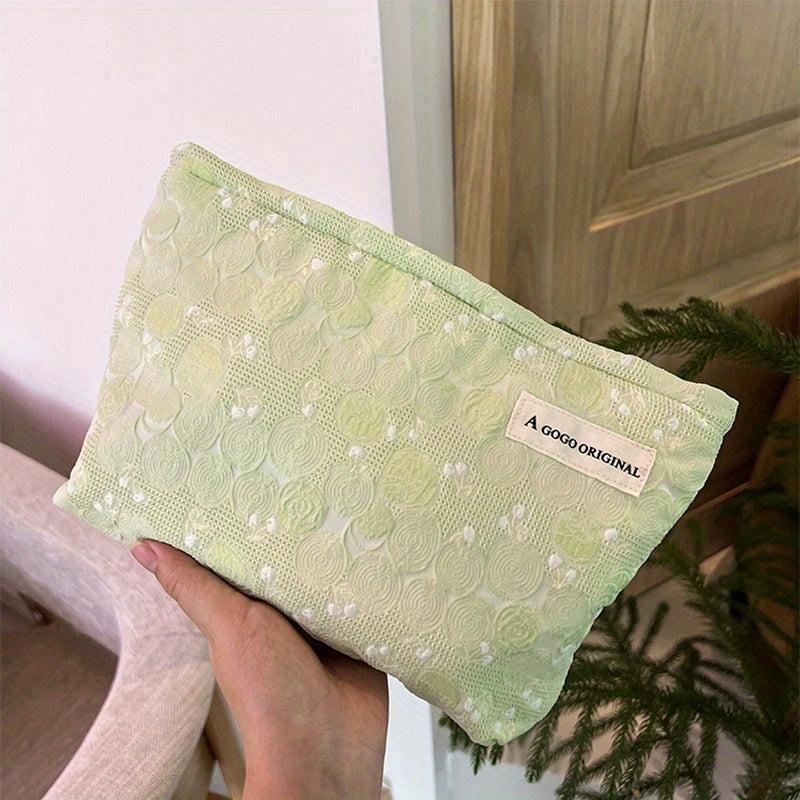 Embossed Floral Pattern Makeup Bag for Travel and Skin Care Storage