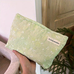 Embossed Floral Pattern Makeup Bag for Travel and Skin Care Storage