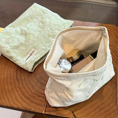 Embossed Floral Pattern Makeup Bag for Travel and Skin Care Storage