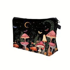 Mushroom Print Makeup Bag Cosmetic Case Travel Organizer Toiletry Pouch